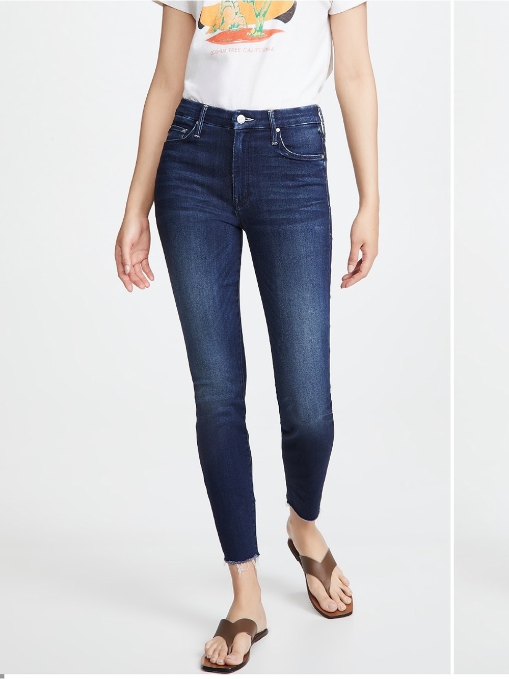 Mother High Waisted Looker Ankle Fray Jeans in Tongue and Chic